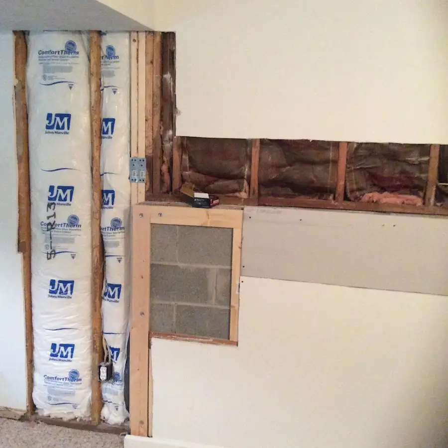 Wall insulation replacement during Basement Flood Cleanup in Concord